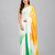 White printed satin saree with blouse
