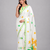 White printed satin saree with blouse