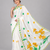 White printed satin saree with blouse