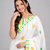 White printed satin saree with blouse