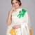 White printed satin saree with blouse