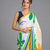 White printed satin saree with blouse