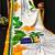 White printed satin saree with blouse