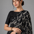 Black printed satin saree with blouse