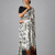 White printed satin saree with blouse