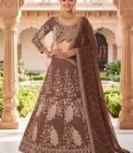 Warm brown n coffee colour Designer Ethnic Lehengha Choli with Intricate Peacock Threadwork