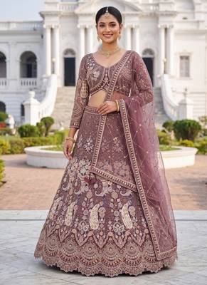 Exquisite Dusty perpal Embroidered Lehenga Choli Set for Wedding & Festive Wear 1