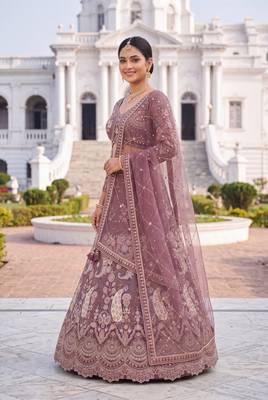 Exquisite Dusty perpal Embroidered Lehenga Choli Set for Wedding & Festive Wear 2