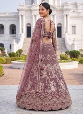 Exquisite Dusty perpal Embroidered Lehenga Choli Set for Wedding & Festive Wear 3