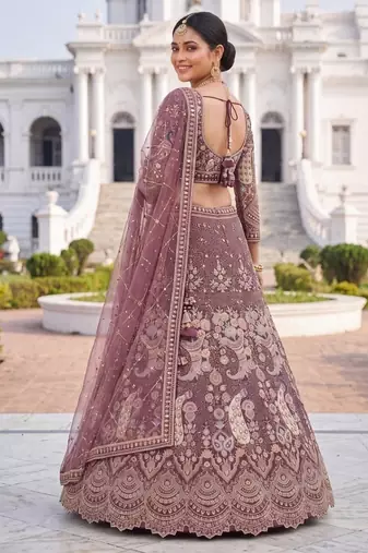 Exquisite Dusty perpal Embroidered Lehenga Choli Set for Wedding & Festive Wear