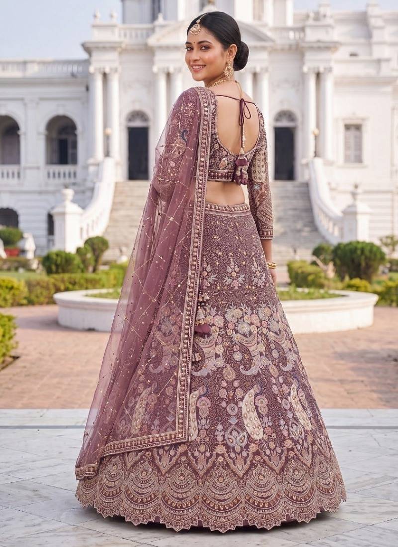 Exquisite Dusty perpal Embroidered Lehenga Choli Set for Wedding & Festive Wear