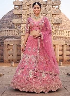 Pink Embroidered Lehenga Choli 1