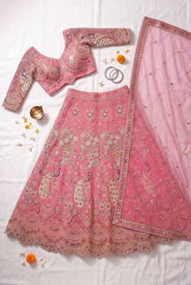 Pink Embroidered Lehenga Choli 4