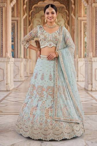 Light pista Designer Embroidered Lehenga Choli