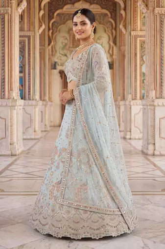 Light pista Designer Embroidered Lehenga Choli