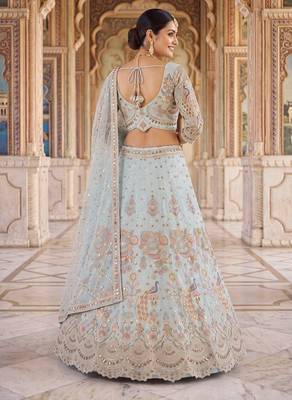 Light pista Designer Embroidered Lehenga Choli 3