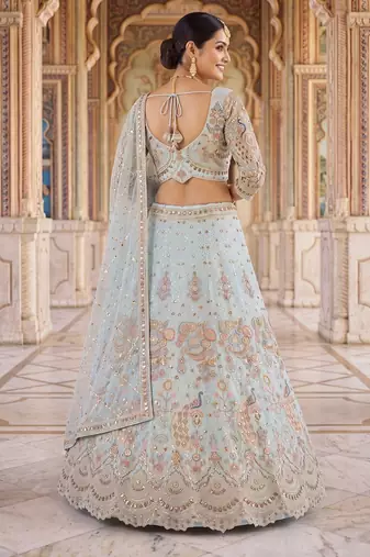 Light pista Designer Embroidered Lehenga Choli