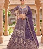 Elegant Purple Embroidered Lehenga Choli Set for Wedding & Festive Wear