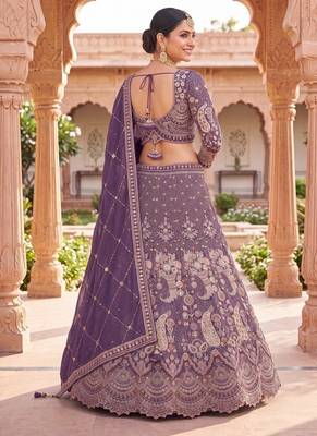 Elegant Purple Embroidered Lehenga Choli Set for Wedding & Festive Wear 3