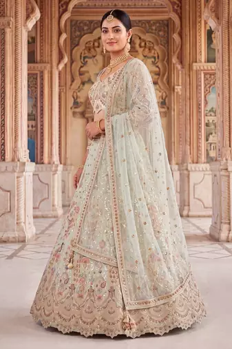 Pastel Mint Green Embroidered Lehenga Choli