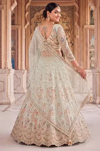 Pastel Mint Green Embroidered Lehenga Choli