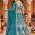 Elegant Teal Blue Embroidered Lehenga Choli with Peacock Motif and Matching Dupatta