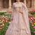 Designer Embroidered Pastel Pink Lehenga Choli Set with Peacock Motif and Net Dupatta for Wedding and Festive Wear