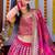 Rani pink zari sequins embroiderey floral printed organza Stitched lehenga choli