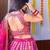 Rani pink zari sequins embroiderey floral printed organza Stitched lehenga choli