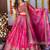 Rani pink zari sequins embroiderey floral printed organza Stitched lehenga choli