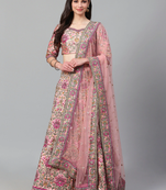 baby pink dori, zari and thread embroidered art silk bridal stitched lehenga choli