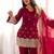 Maroon color crunchy silk embroidered top bel bottom PANT dupatta full stitched.