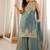 Sky blue color silk blend embroidered top sharara dupatta set full stitched