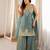 Sky blue color silk blend embroidered top sharara dupatta set full stitched