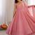 Dusty pink color crunchy silk siroski work gown PANT  dupatta set full stitched.
