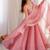 Dusty pink color crunchy silk siroski work gown PANT  dupatta set full stitched.
