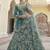 Turquoise sequins and dori embroidered soft net festive & party wear stitched lehenga