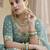 Turquoise sequins and dori embroidered soft net festive & party wear stitched lehenga