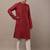  red printed kurta with cream pyjama & all-over ethnic motifs set with cream payjama