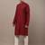 red printed kurta with cream pyjama & all-over ethnic motifs set with cream payjama