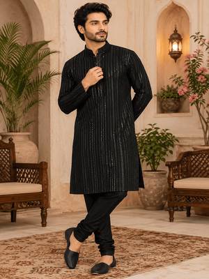 black embellished kurta set 1