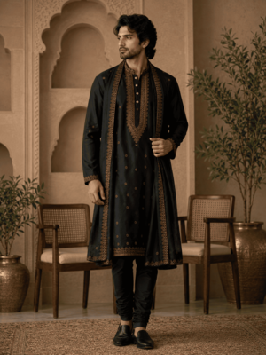 embroidered kurta set with stole 1