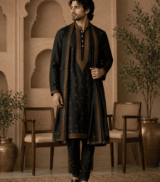 embroidered kurta set with stole