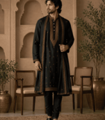 embroidered kurta set with stole