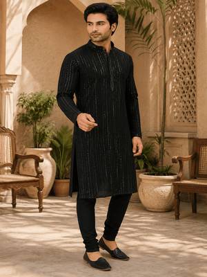 black embellished kurta set 2