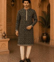  black embroidered  kurta set (with inner lining)