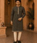  black embroidered  kurta set (with inner lining)