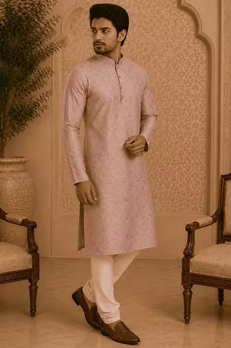 Peach printed  kurta set