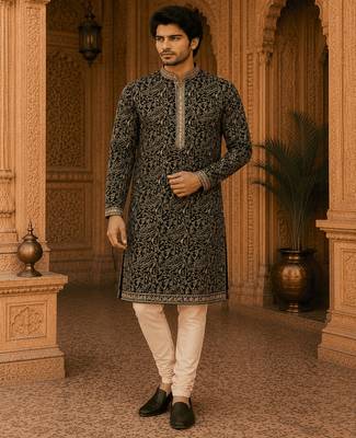  black embroidered  kurta set (with inner lining) 2
