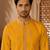 Men's mustard yellow woven ethnic kurta with cream pyjama set